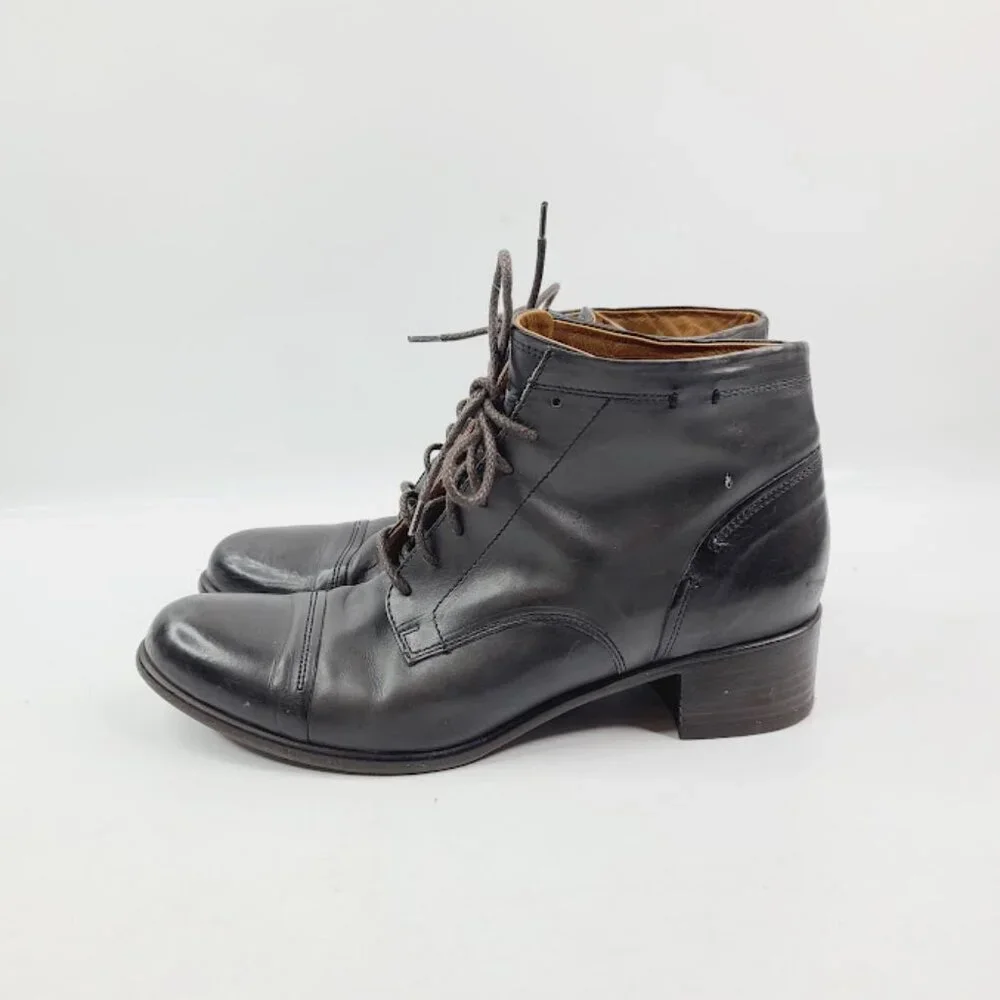 Alberto Fermani Men's‎ Black Leather Lace Up Classic Ankle Chukka Boot Size 7